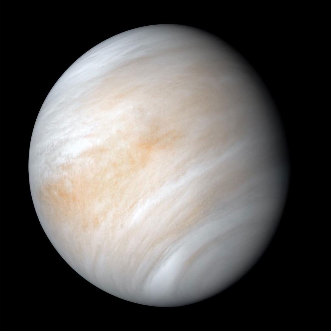 NASA's Mariner 10 spacecraft captured this view in the 1970s of Venus enveloped in a dense global cloud.